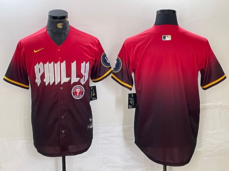 Men Philadelphia Phillies Blank Red City Edition Nike 2024 MLB Jersey style 2